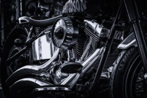 zwart wit foto Harley Davidson
