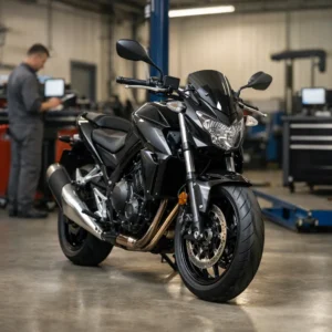 Motor tijdens technische inspectie in garage in Europa