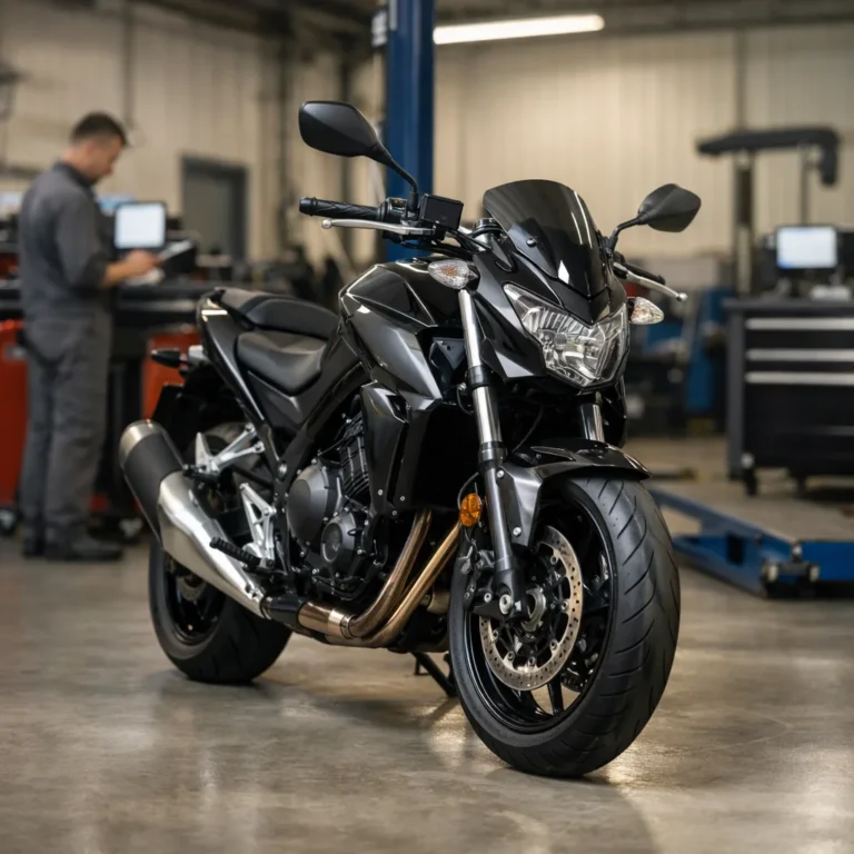 Motor tijdens technische inspectie in garage in Europa